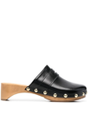 By Far 50mm Hans Gloss Leather Clogs In Black