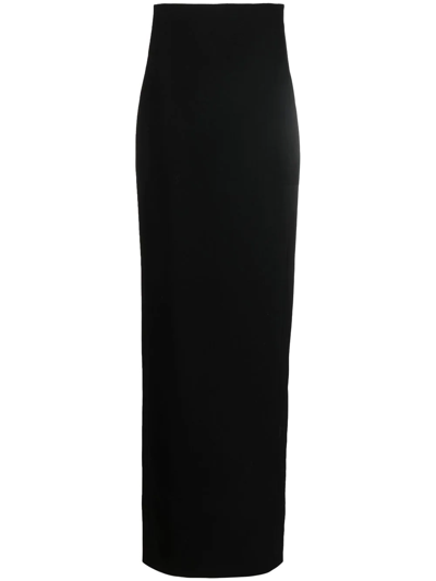 Saint Laurent Silk-satin Maxi Skirt In Noir