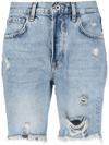 Liu •jo High-waisted Ripped Denim Shorts In Blue