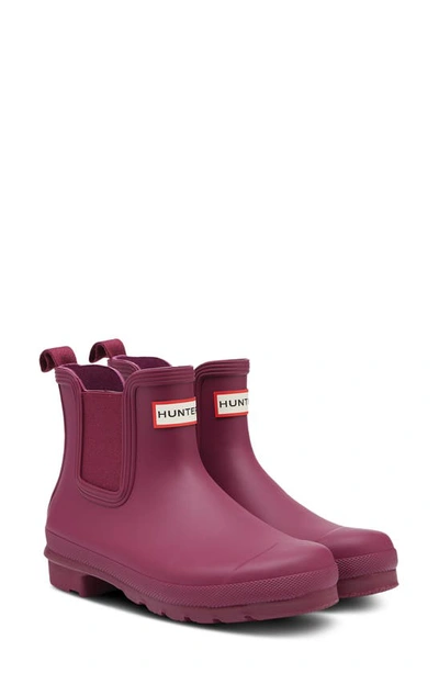 Hunter Original Waterproof Chelsea Rain Boot In Plum