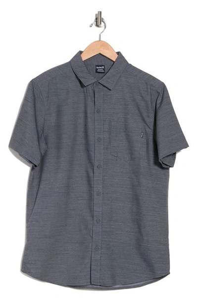 Hurley Wander On Short Sleeve Button Front Shirt In Dark Grey