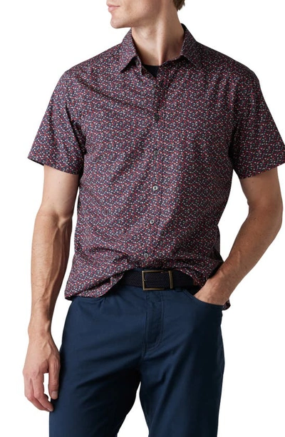 Rodd & Gunn Russel Sports Fit Floral Short Sleeve Cotton Button-up Shirt In Poppy
