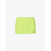 Miaou Micro Mini Skirt W/slit In Neon Lime