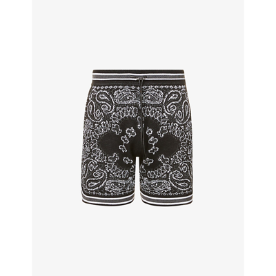 Amiri Bandana B-ball Relaxed-fit Cotton And Cashmere-blend Shorts In Black Grey