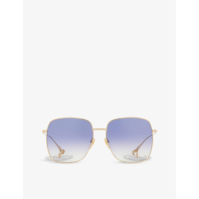 Gucci Gg1031s Square-frame Metal Sunglasses In Purple