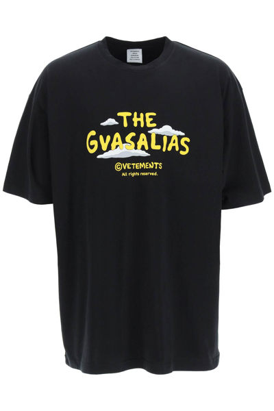 Vetements The Gvasalias Cartoon Logo T-shirt In Black