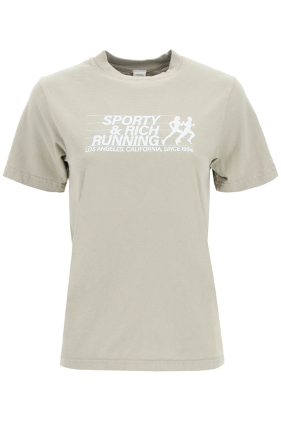 Sporty And Rich Sporty Rich S&amp;r Running T Shirt In Grey