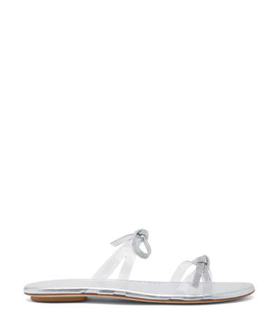 Stuart Weitzman , Sw Bow Slide, Flats And Loafers, Silver, Pvc