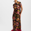 La Doublej Floral-print Maxi Swing Dress With Feathers In Eden