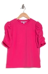Walter Baker Skippy Ruched Sleeve T-shirt In Hot Pink
