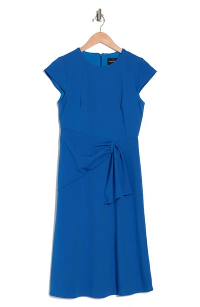 Donna Morgan Twist Waist Cap Sleeve Midi Dress In French Blu