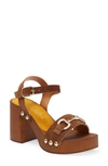 Charles David Women's Platform Block-heel Suede Sandals In Cognac