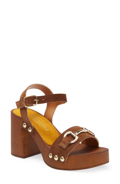 Charles David Women's Platform Block-heel Suede Sandals In Cognac Suede