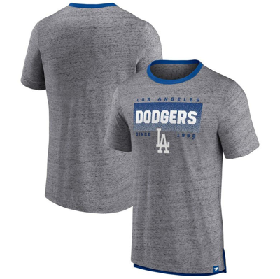 Fanatics Branded Heathered Gray Los Angeles Dodgers Iconic Team Element Speckled Ringer T-shirt