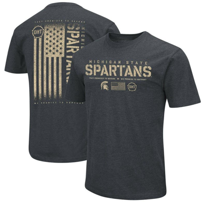 Colosseum Heathered Black Michigan State Spartans Oht Flag 2-hit T-shirt In Heather Black