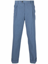 Brunello Cucinelli Pinstripe-pattern Straight Trousers In Blue