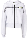 Msgm Logo-print Zip-up Hoodie In 灰色