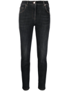 Brunello Cucinelli Patch Detail High-waisted Jeans In Black