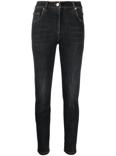 Brunello Cucinelli Patch Detail High-waisted Jeans In Black