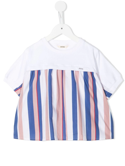 Fith Kids' Striped Short-sleeve T-shirt In 白色