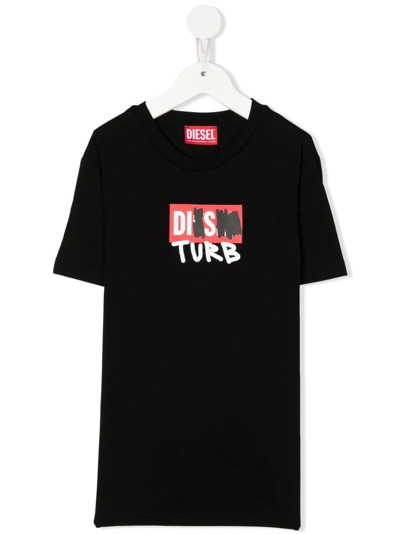 Diesel Graphic-print Cotton T-shirt In 黑色