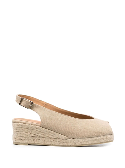 Castaã±er Dosalia Slingback Wedge Espadrilles In Beige