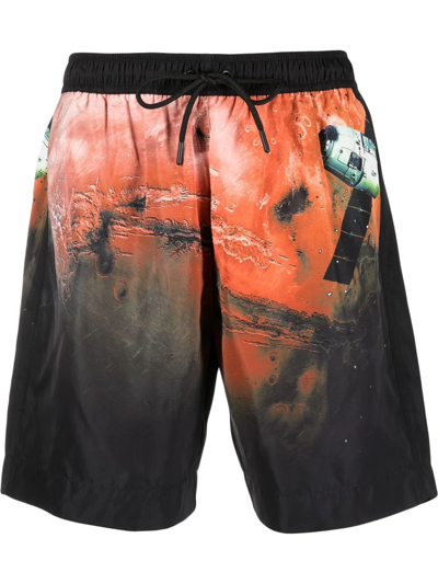 Costume National Contemporary Graphic-print Swimming Shorts In 黑色