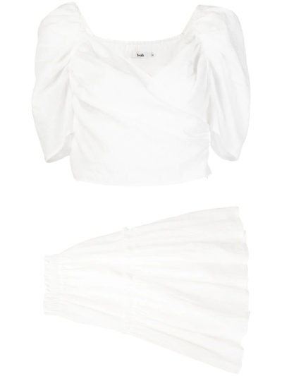 B+ab Wrapped Milkmaid Top And Skirt Set In White