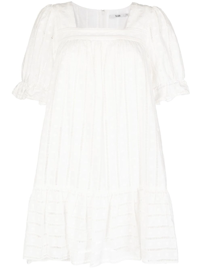 B+ab Embroidered Square-neck Mini Dress In 白色