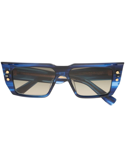 Balmain Eyewear Marble-print Cat-eye Sunglasses In Blue