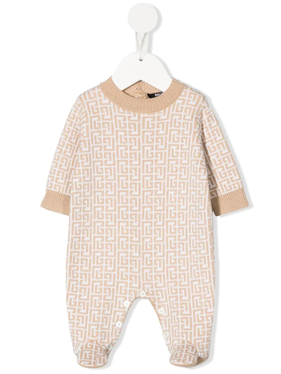 Balmain White / Beige Set Baby Unisex In Bianco/beige