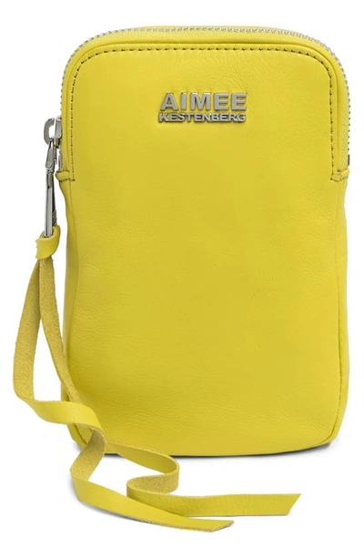Aimee Kestenberg Capri Quilted Leather Crossbody Phone Bag In Lemon Lime