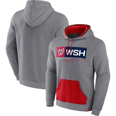 Fanatics Branded Heathered Gray Washington Nationals Iconic Steppin Up Fleece Pullover Hoodie In Heathered Gray,red