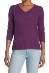 Quinn Solid V-neck Cashmere Sweater In Wineberry Htr