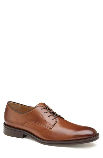 Johnston & Murphy Meade Plain Toe Derby In Tan Italian Calfskin