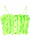 Msgm Jacquard Taffeta Cropped Top With Rouges In Green