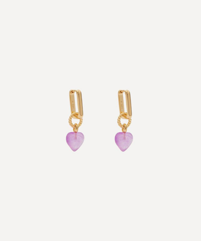 Missoma 18ct Gold Plated Vermeil Silver Purple Quartz Heart Drop Earrings In Lilac