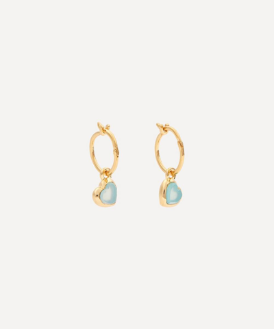 Missoma 18ct Gold Plated Vermeil Silver Jelly Heart Aqua Chalcedony Charm Hoop Earrings In Green