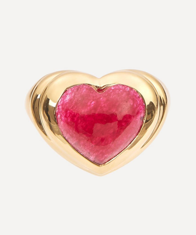 Missoma 18ct Gold Plated Brass Pink Quartz Jelly Heart Ring