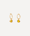 MISSOMA 18CT GOLD PLATED VERMEIL SILVER JELLY HEART MANGO CHALCEDONY CHARM HOOP EARRINGS