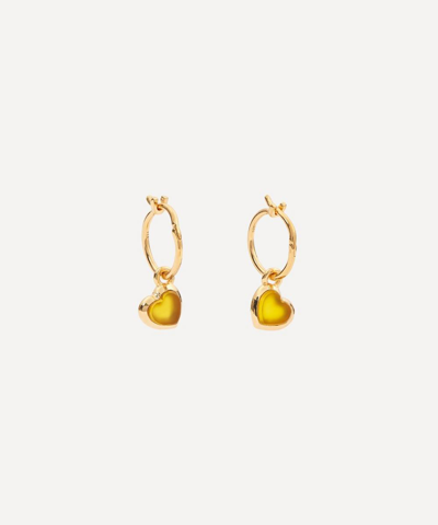 Missoma Jelly Heart 18ct Recycled Yellow Gold-plated Vermeil Sterling-silver And Chalcedony Hoop Earrings