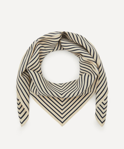 Totême Silk Logo Scarf In Cream/black