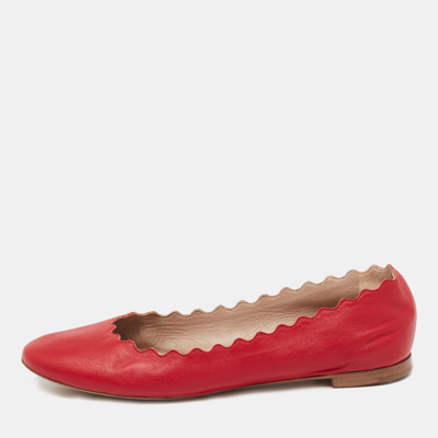 Pre-owned Chloé Red Leather Lauren Ballet Flats Size 36