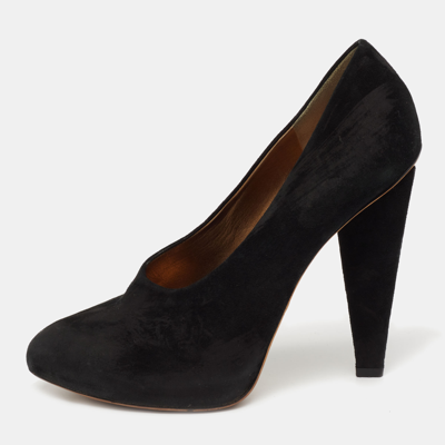 Pre-owned Dolce & Gabbana Black Suede Platform Pumps Size 38