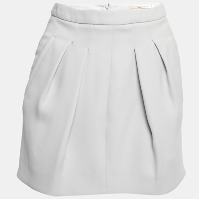 Pre-owned Balenciaga Grey Crepe Pleated Mini Skirt M