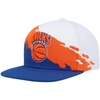 Mitchell & Ness Men's  White, Blue New York Knicks Hardwood Classics Paintbrush Snapback Hat In White