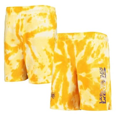OUTERSTUFF YOUTH GOLD LOS ANGELES LAKERS SANTA MONICA TIE-DYE SHORTS