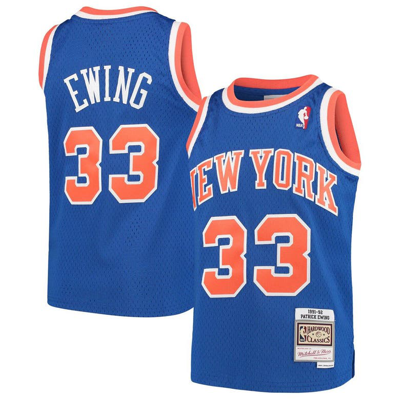 Mitchell & Ness Kids' Youth  Patrick Ewing Blue New York Knicks Hardwood Classics Swingman Throwback Jersey In Royal