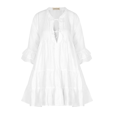 Casa Raki Nina White Linen Mini Dress