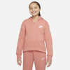Nike Sportswear Club Fleece Big Kids' Full-zip Hoodie In Light Madder Root,white